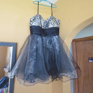 Black and Silver Sequin Homecoming Dress